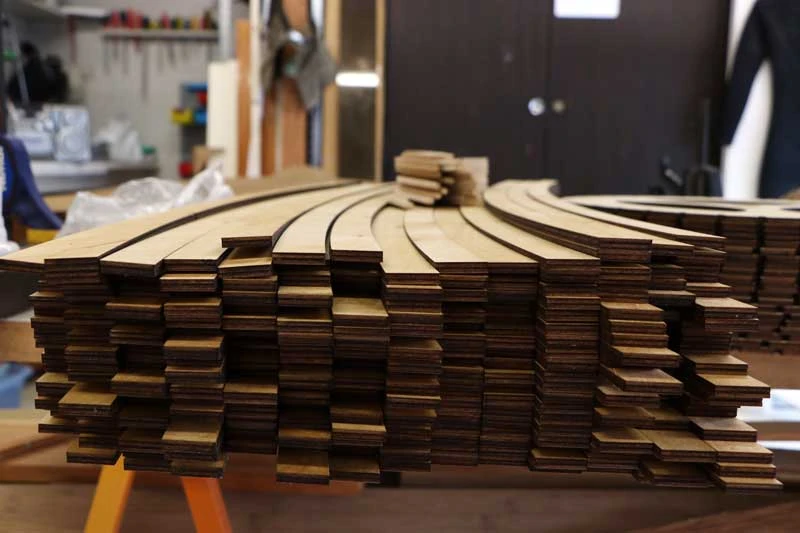 Stacked wooden components